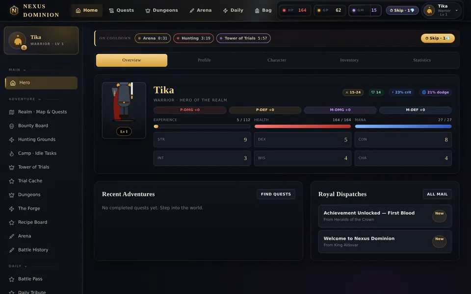 Nexus Dominion — MMO browser