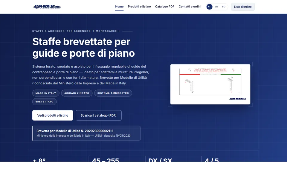 Panev Ascensori — Website + e-commerce